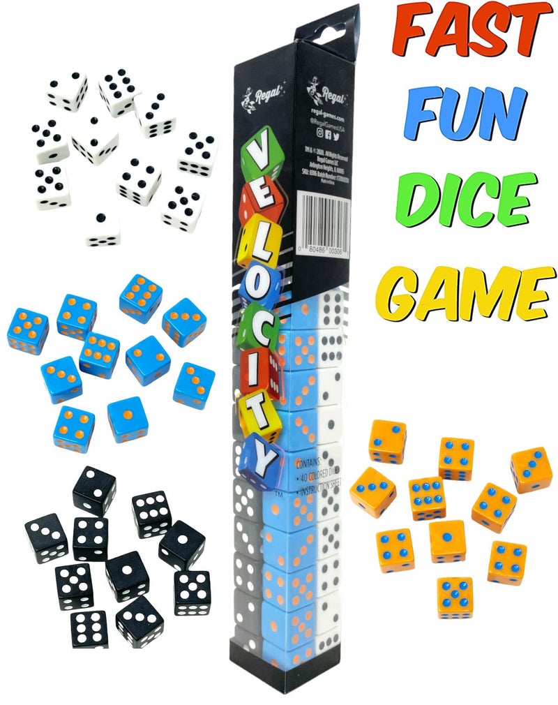 Regal Games Velocity Dice Game Set with Case - Square Dice Colored Set for Family Game Night - 2 to 4 Player (40 Dices) - Image 3