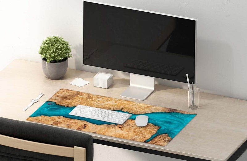 SSOIU Large Mouse Pad, Full Desk XXL Extended Gaming Mouse Pad 35.5" X 15.7", Waterproof Desk Mat with Stitched Edge, Non-Slip Laptop Computer Keyboard Mousepad for Office & Home, Petrified Wood - Image 5