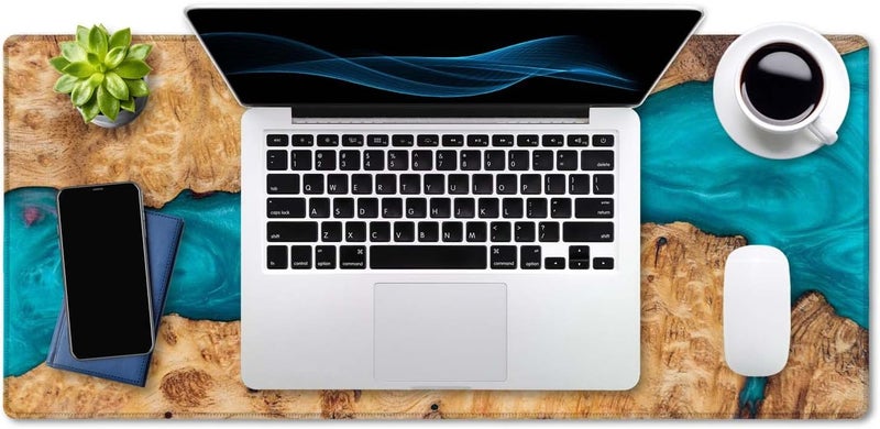 SSOIU Large Mouse Pad, Full Desk XXL Extended Gaming Mouse Pad 35.5" X 15.7", Waterproof Desk Mat with Stitched Edge, Non-Slip Laptop Computer Keyboard Mousepad for Office & Home, Petrified Wood - Image 4