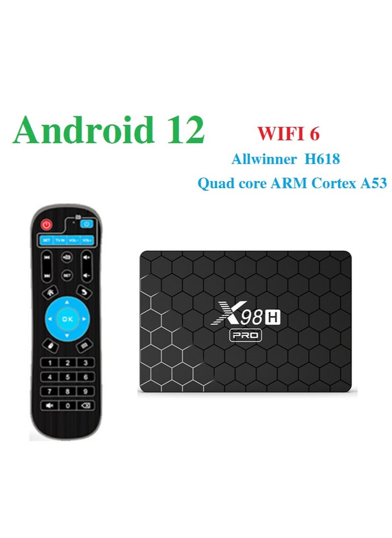 Furtey - Android 12.0 Smart TV Box Intelligent 4K Ultra HD Media Player Work with Projector, TVs & Mobile Phones Allwinner H618 Quad-Core Cortex-A53 CPU Support 2.4GHz/5GHz WiFi BT 5.0 HDMI2.0 LAN 10/100M Ethe - Image 1