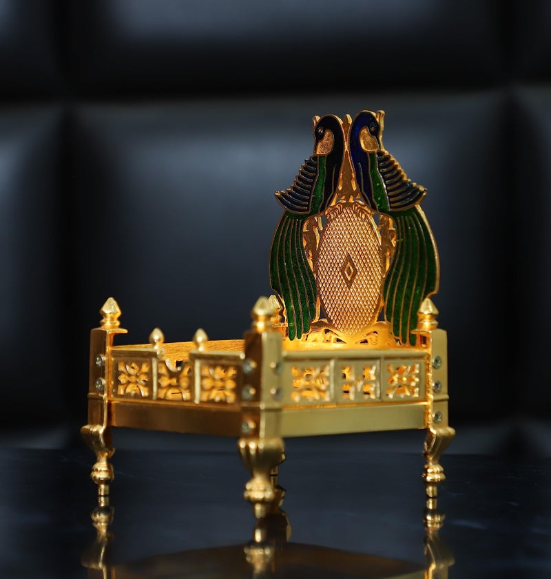 CHHARIYA CRAFTS Metal Krishna Sihasan, Laddu Gopal Singhasan for Home and Offices Metal Home Temple (Height: 17, Gold) - Image 2
