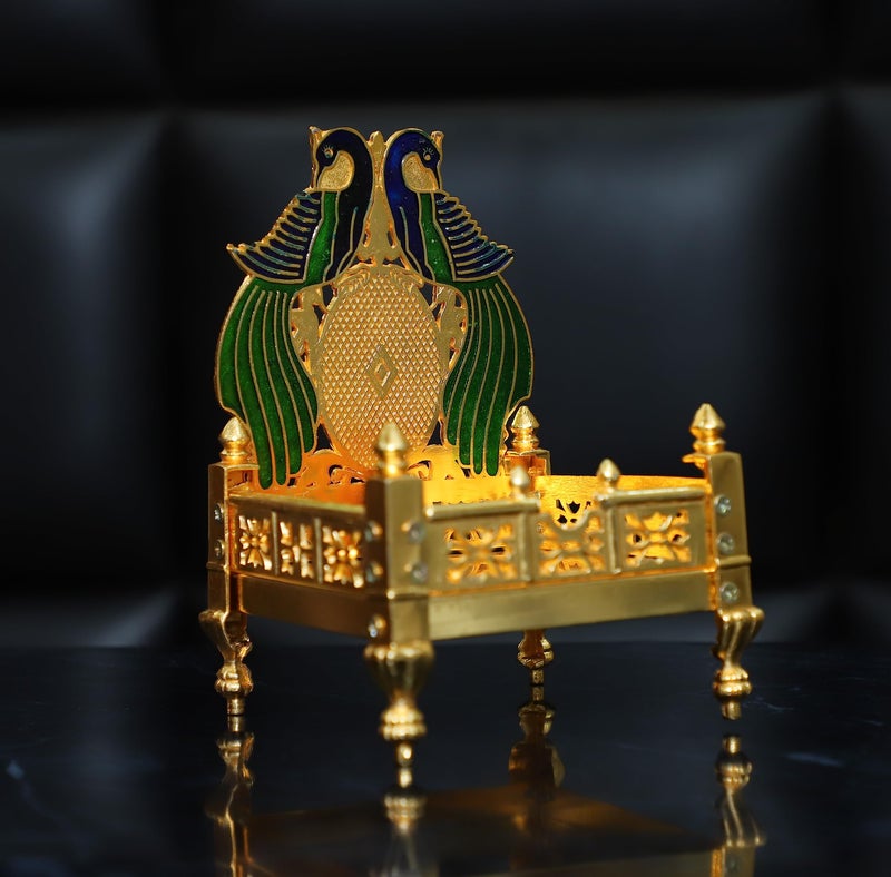 CHHARIYA CRAFTS Metal Krishna Sihasan, Laddu Gopal Singhasan for Home and Offices Metal Home Temple (Height: 17, Gold) - Image 1