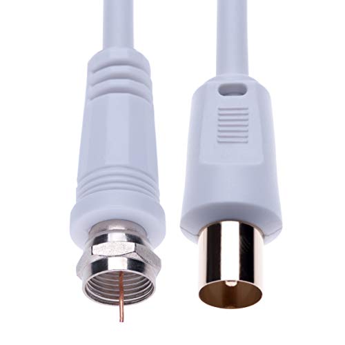 Keple Coaxial Aerial F Connector Male Plug to RF M-Male Cable for Satellite Sat Freesat Xfinity, AT&T, WOW!, T TV HDTV DVB DVD Radio / Coax Ariel Freeview Lead Television Antenna Cord Broadband – 3 ft White - Image 5