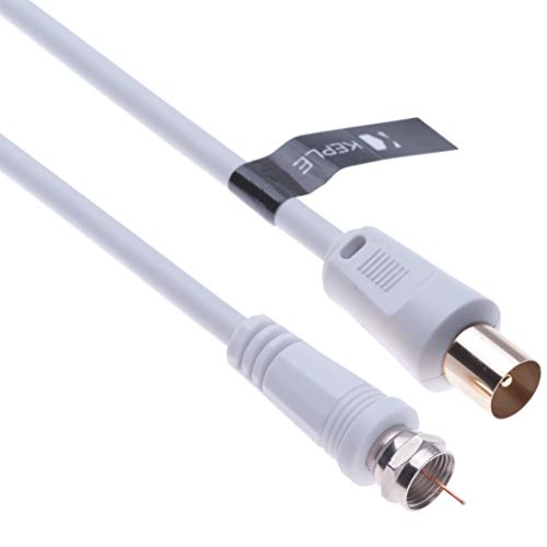 Keple Coaxial Aerial F Connector Male Plug to RF M-Male Cable for Satellite Sat Freesat Xfinity, AT&T, WOW!, T TV HDTV DVB DVD Radio / Coax Ariel Freeview Lead Television Antenna Cord Broadband – 3 ft White - Image 3