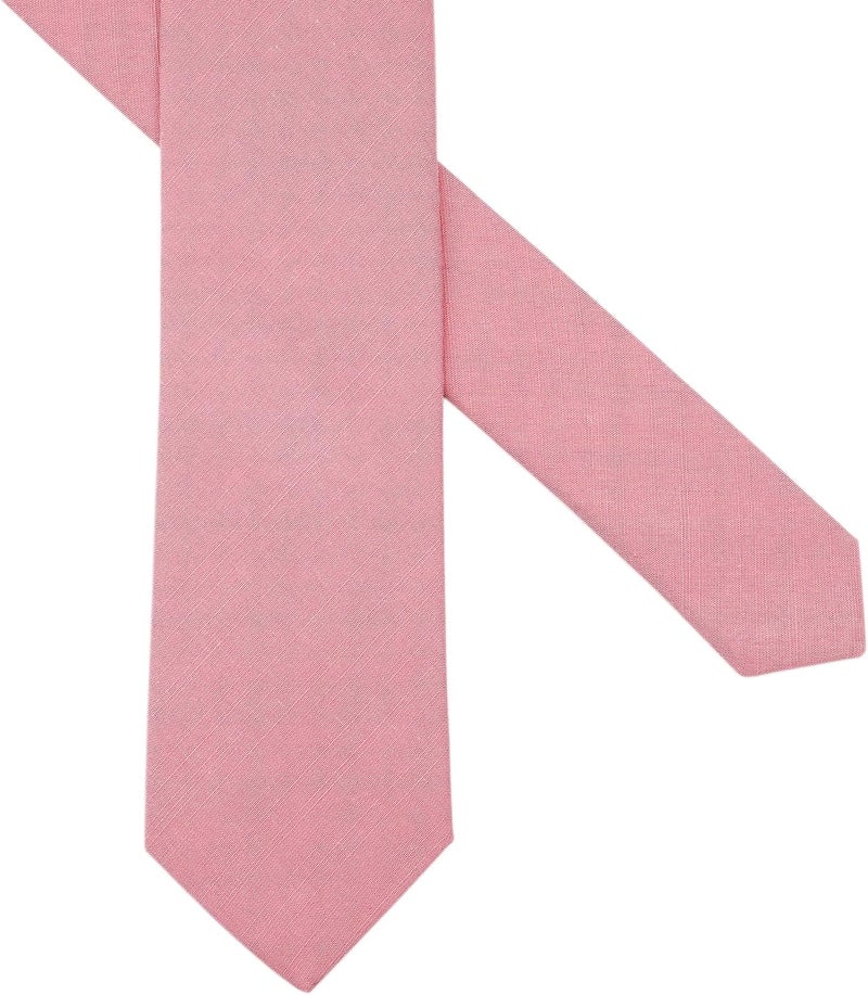 BELLUNO Men's Skinny Ties, Cotton Linen Blend 2.5 inch Solid Neckties - Image 3