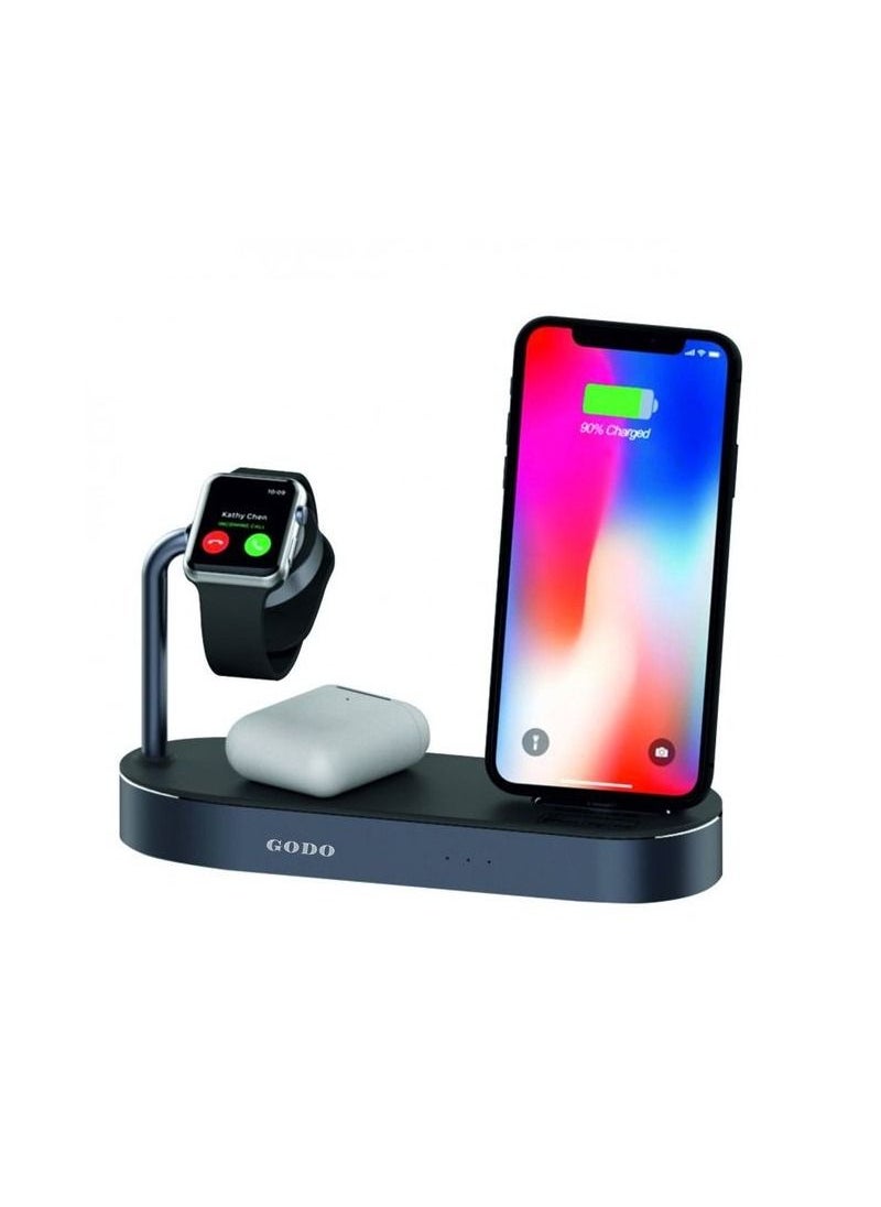 Godo - G0D0 GD-C415 Complete  Charging Dock 4 in 1 Wireless Fast Charging Dock Aluminum Output 5W Wireless 10W C94 Lightning 18W, USB-A 24W - Image 1