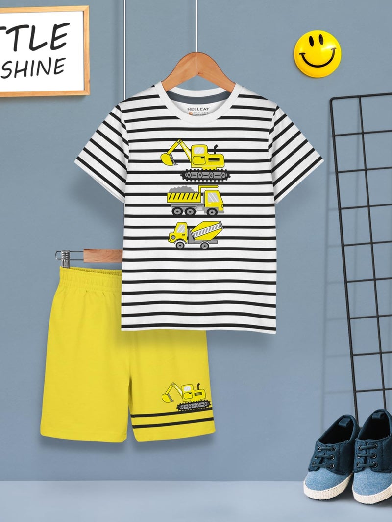 HELLCAT Boys Dress Clothing Set Combo with Tshirts & Shorts - Pack 1 White4 1-2 Years - Image 2