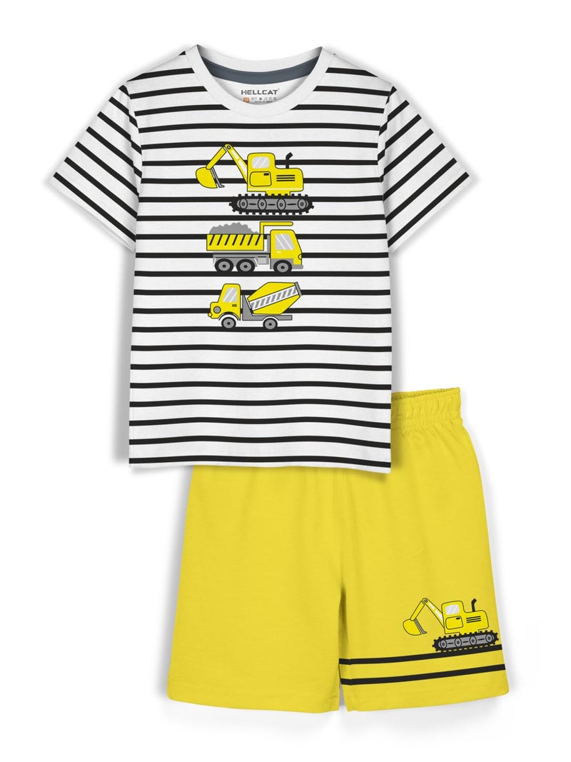 HELLCAT Boys Dress Clothing Set Combo with Tshirts & Shorts - Pack 1 White4 1-2 Years - Image 1