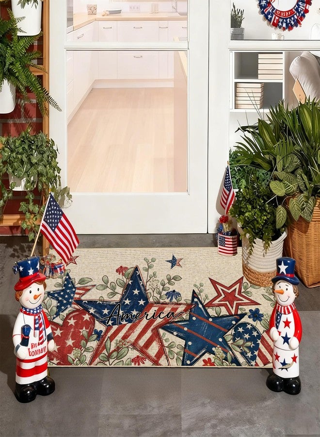 Baccessor Patriotic Doormat 17x29 Inch,Memorial Day 4th of July Independence Day Stars Door Mat Non Slip Washable Low-Profile for Floor Entrance Front Holiday Home Decor - Image 2