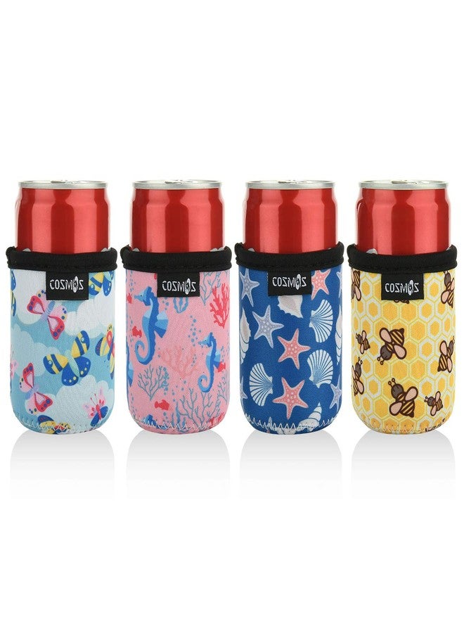 سي ام أغطية عازلة من النيوبرين الناعم من سي إم، سعة 7.5 أونصة سائلة، أغطية أنيقة لعلب المشروبات الغازية والبيرة (7.5 أونصة، بنمط طبيعي (4 قطع)) - Image 2