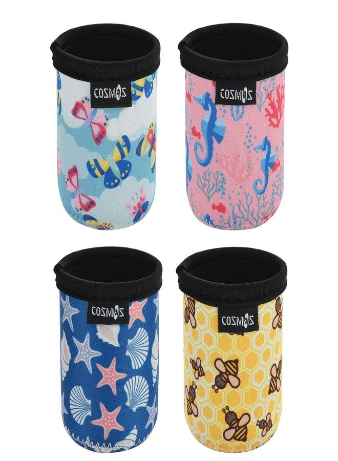 سي ام أغطية عازلة من النيوبرين الناعم من سي إم، سعة 7.5 أونصة سائلة، أغطية أنيقة لعلب المشروبات الغازية والبيرة (7.5 أونصة، بنمط طبيعي (4 قطع)) - Image 1