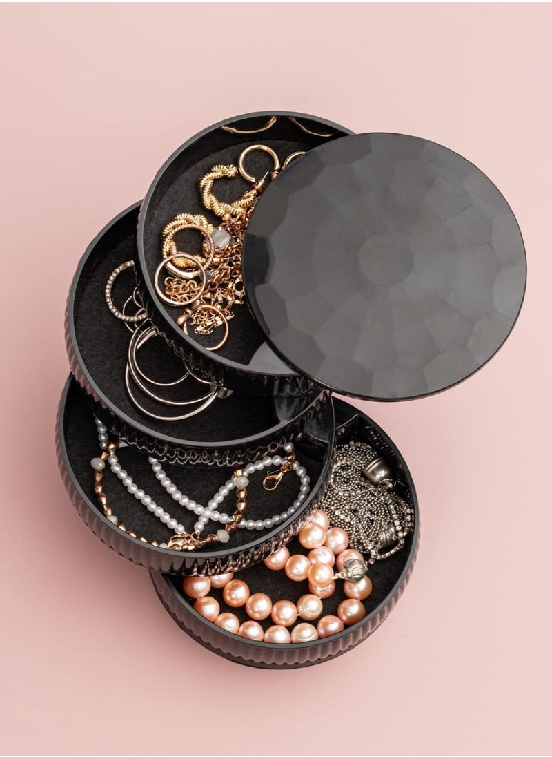Dunya Plastik - 4-Tier 360° Rotating Jewelry Organizer Box: The Ultimate Storage Solution - Image 1