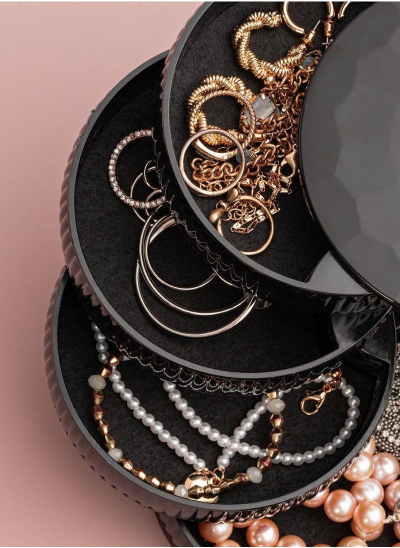 Dunya Plastik - 4-Tier 360° Rotating Jewelry Organizer Box: The Ultimate Storage Solution - Image 1