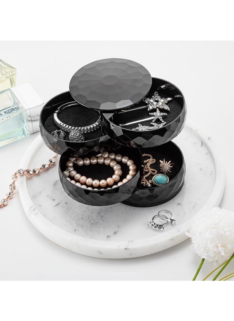 Dunya Plastik - 4-Tier 360° Rotating Jewelry Organizer Box: The Ultimate Storage Solution - Image 1