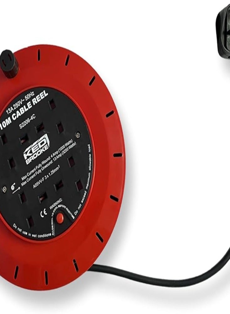 KNP KNP KEDBROOKE Cable Extension Cassette Reel 4 Way is a versatile and portable power distribution solution designed for extending the reach of electrical outlets in various settings.  - Image 1