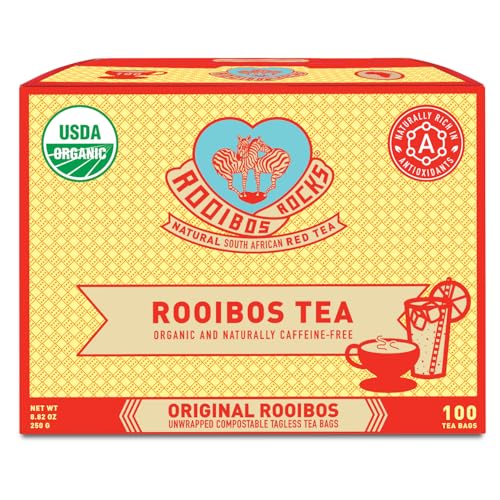 Rooibos Rocks Herbal Tea Bags  Naturally Sweet Red Rooibos Tea Organic for Children  Pregnant Women  Low Tannin GlutenFree and Caffeine Free Bags  Sustainably and Ethically Farmed  100 Count - Image 1