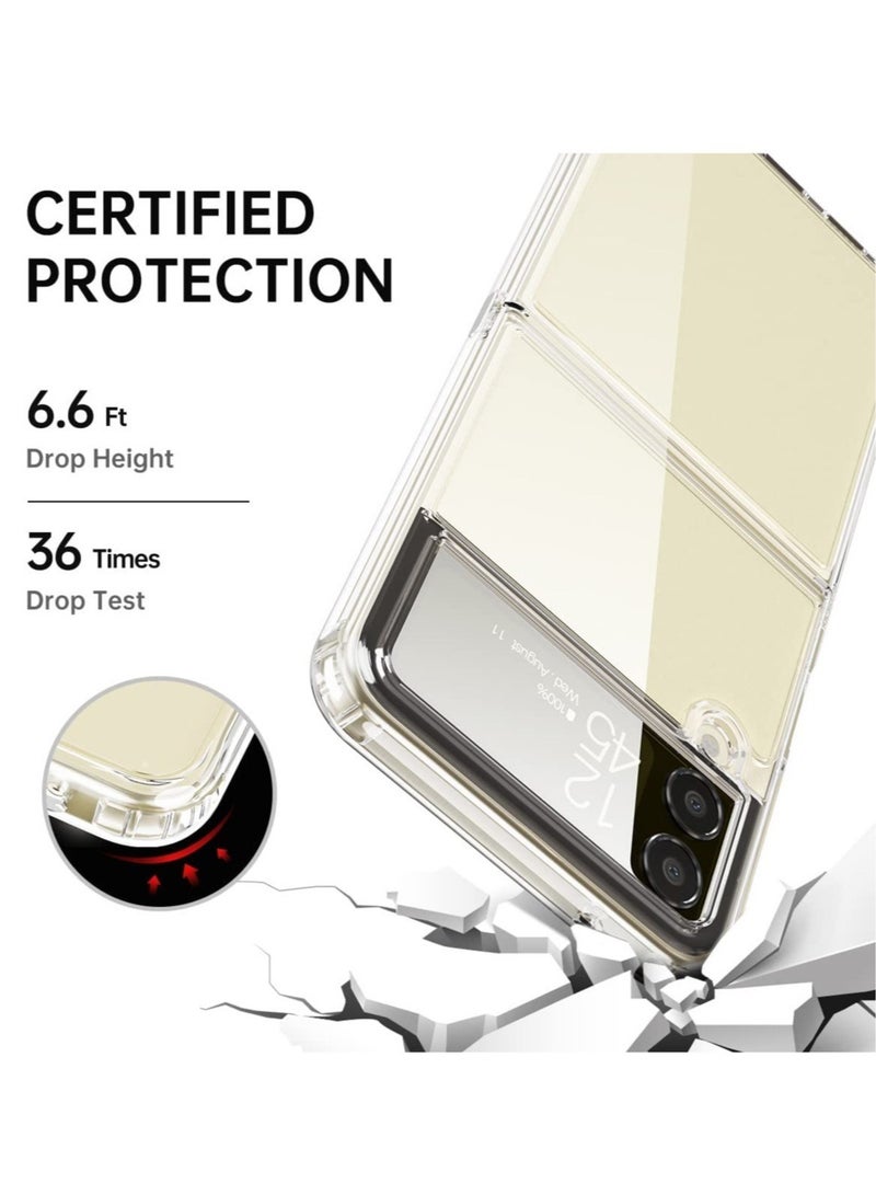 Samsung Galaxy Z flip 4 5G 2022, Clear Slim Phone Case with Transparent Hard PC Back, Soft TPU Edges, Hinge, Non-Yellowing Shockproof Thin Protective Cover for Z flip 4 - Image 4