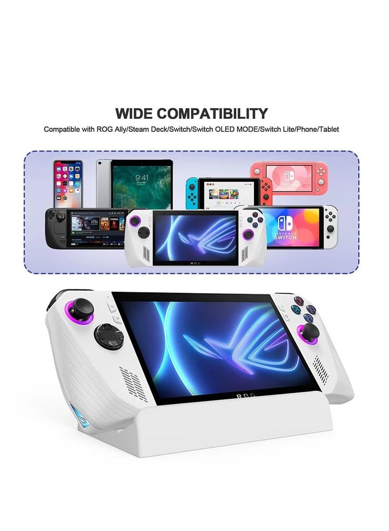 Stand Base for ROG Ally/Steam Deck/Switch OLED Mode/Switch Lite/Phone/Tablet with Three-Speed Angle Adjustment/Cooling Holes/Non-Slip Bottom Bracket Stand White  - Image 5