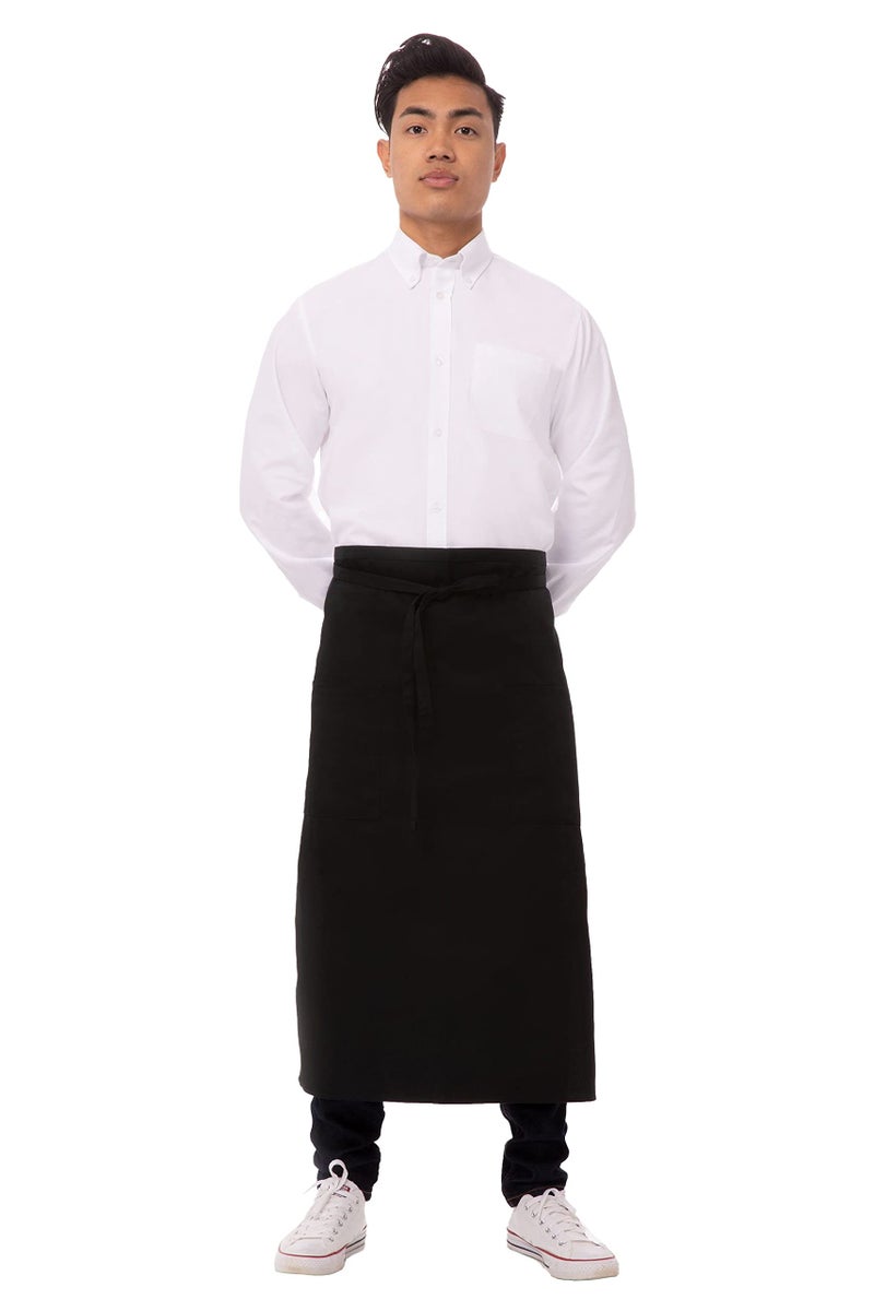Chef Works Unisex Two Pocket Bistro Apron Black One Size - Image 2