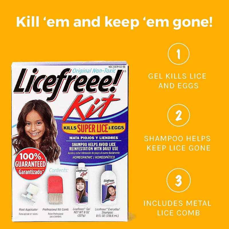 Licefreee Head Lice Treatment Kit - Complete Lice Treatment Gel That Kills Eggs and Lice, Nit Comb, Shampoo to Avoid Reinfestation, Head Lice Treatment, 4-Piece Set - Image 2