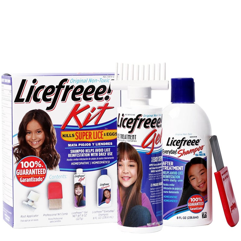 Licefreee Head Lice Treatment Kit - Complete Lice Treatment Gel That Kills Eggs and Lice, Nit Comb, Shampoo to Avoid Reinfestation, Head Lice Treatment, 4-Piece Set - Image 1