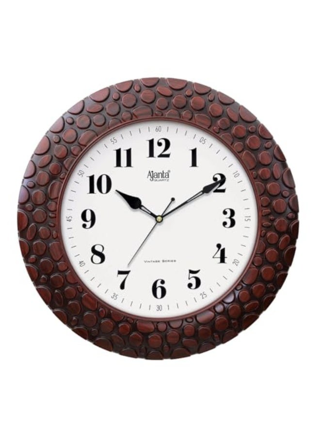 Ajanta Plastic Vintage Sweep Wall Clock – 14 Inches – Silent Sweep Movement – Brown Mahogany Frame – No Ticking Sound – Classic Retro Design for Home, Office & Living Room (Model 5017-Mahogani) - Image 1