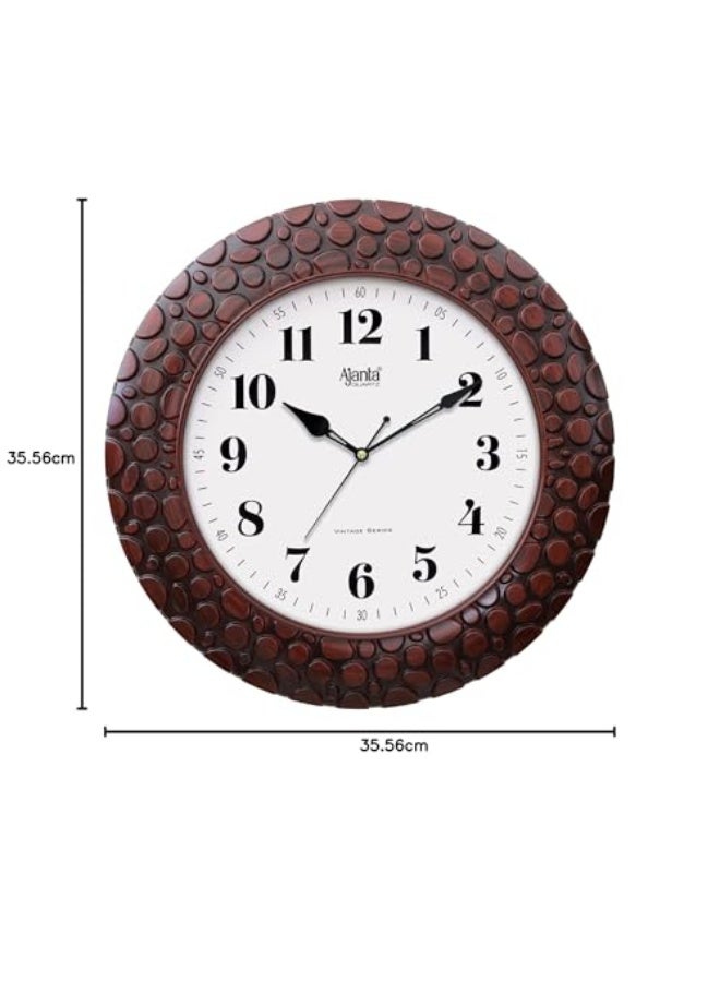 Ajanta Plastic Vintage Sweep Wall Clock – 14 Inches – Silent Sweep Movement – Brown Mahogany Frame – No Ticking Sound – Classic Retro Design for Home, Office & Living Room (Model 5017-Mahogani) - Image 2