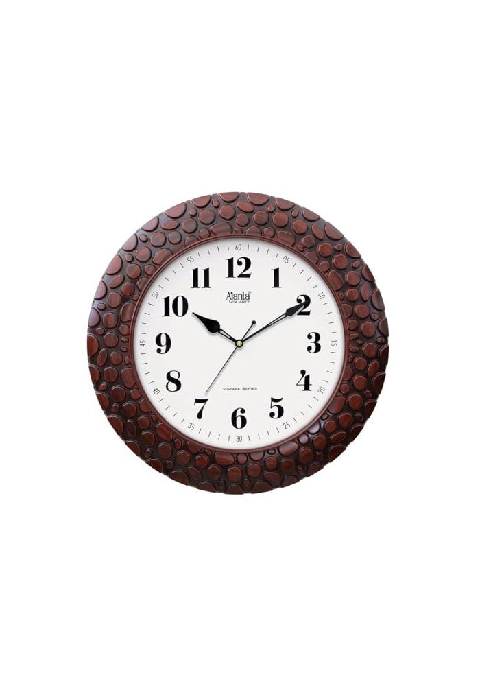 Ajanta Vintage Sweep Wall Clock 5017-Mahogany – 14 Inch Silent Quartz Analog Wall Clock with Big Display & Matt Wood Finish, Decorative Wall Clock for Living Room, Bedroom & Office - Image 2