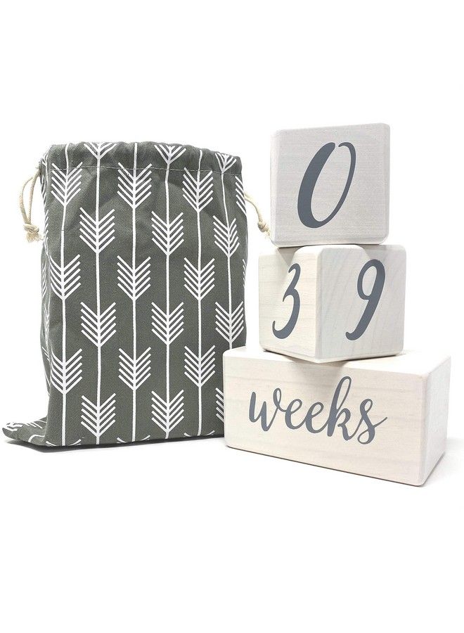Pondering Pine Baby Milestone Blocks Natural White Stain Pine Wood With Weeks Months Years Grade And Holidays Newborn Weekly Monthly First Year Picture Props 6 Block Milestones Age Set With Bag - Image 4