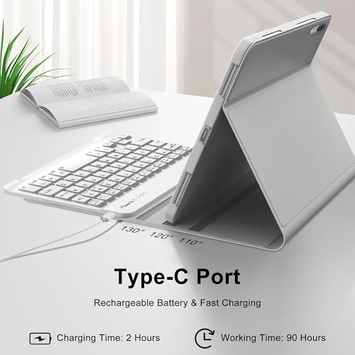 SENGBIRCH iPad mini 7th (A17 Pro, 2024) Keyboard Case for iPad mini 6th Gen2021-8.3in Wireless Keypad for A17 8.3'' Case with Pen Slot, Smart Cover for Apple Mini-7/6 Gen Detachable Keyboard, Grey - Image 3