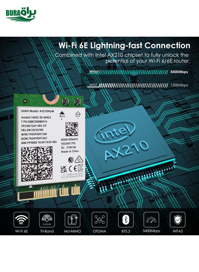 BURAQ - WAVLINK WN675X3M Tri-Band Wi-Fi 6E Network Card Module BT 5.2 5400Mbps Network Adapter - Image 1