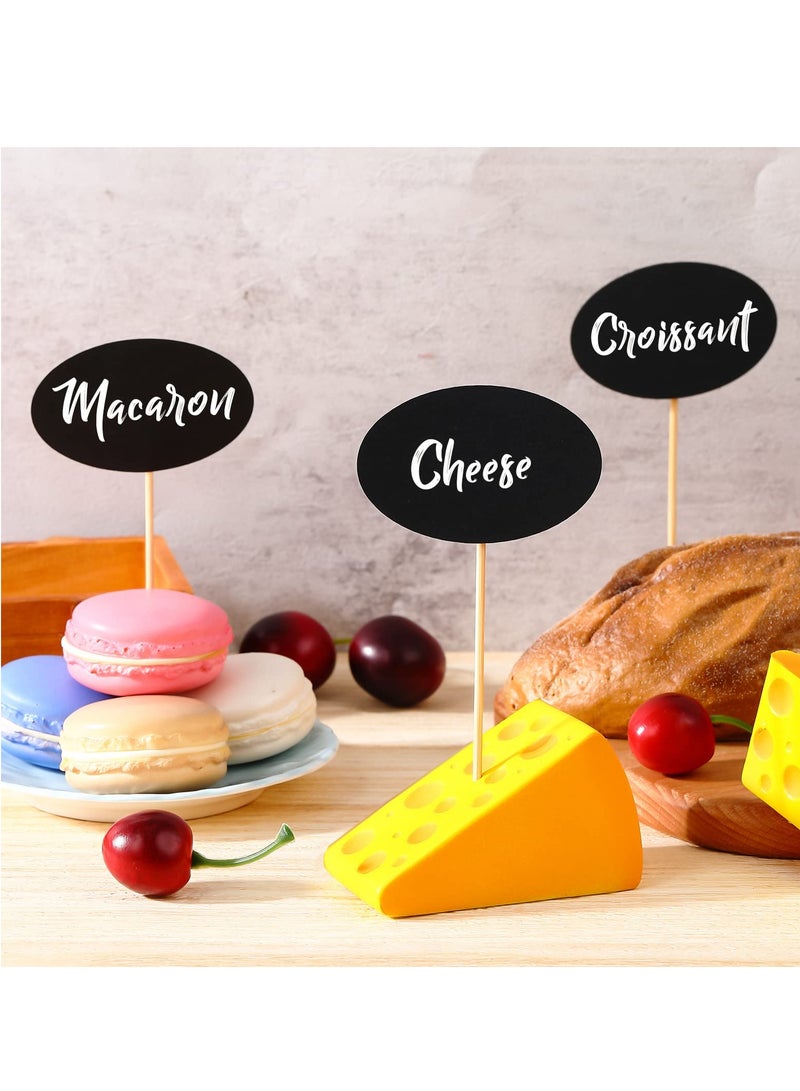 SOLARAE 50 Blank Food Labels for Party Buffets, Charcuterie Boards, Cheese Markers, Toothpick Flags, Cupcake Toppers, and Chalkboard Decorations for Weddings and Birthday Parties. - Image 4