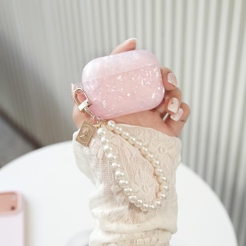 Wowwat for Airpods Pro 3 Case 2025,Cute Funny Glitter Shell Pattern Soft TPU Cover Compatible with Airpods Pro 3rd Generation Case with Luxury Pearl Keychain and Cleaning Kit for Women Girl-Pink - Image 3