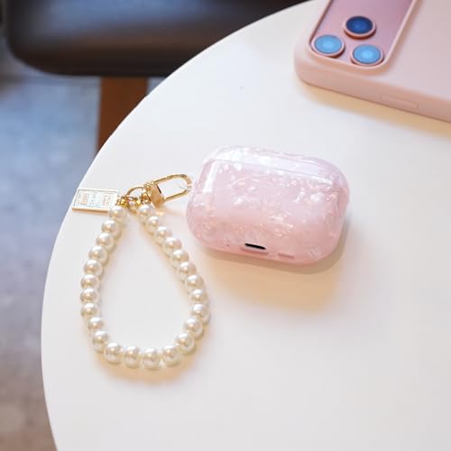 Wowwat for Airpods Pro 3 Case 2025,Cute Funny Glitter Shell Pattern Soft TPU Cover Compatible with Airpods Pro 3rd Generation Case with Luxury Pearl Keychain and Cleaning Kit for Women Girl-Pink - Image 2