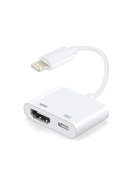 Digital Lightning to HDMI Adapter – 1080P Video and Audio Output for iPhone 11/12/X/8 Plus, iPad, iPod – White