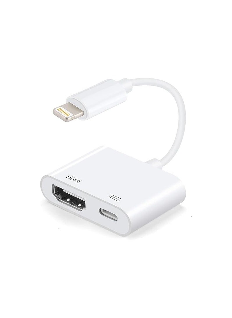 Generic - Digital Lightning to HDMI Adapter – 1080P Video and Audio Output for iPhone 11/12/X/8 Plus, iPad, iPod – White - Image 1
