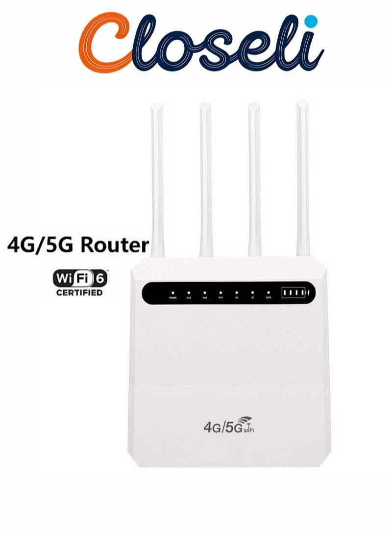 كلوزيلي راوتر 4G/5G، راوتر CPE لاسلكي، واي فاي متنقل Mobile WiFi، مودم LTE مع فتحة شريحة SIM، بطارية 4000mAh، سرعة تصل إلى 600Mbps، ثنائي النطاق Dual Band، تشغيل فوري Plug & Play، شاشة عرض مستوى البطارية، 4 منافذ LAN، اتصال WPS بلمسة واحدة، نقل إشارة مستقر، يدعم توصيل حتى 32 جهازًا في نفس الوقت - Image 1