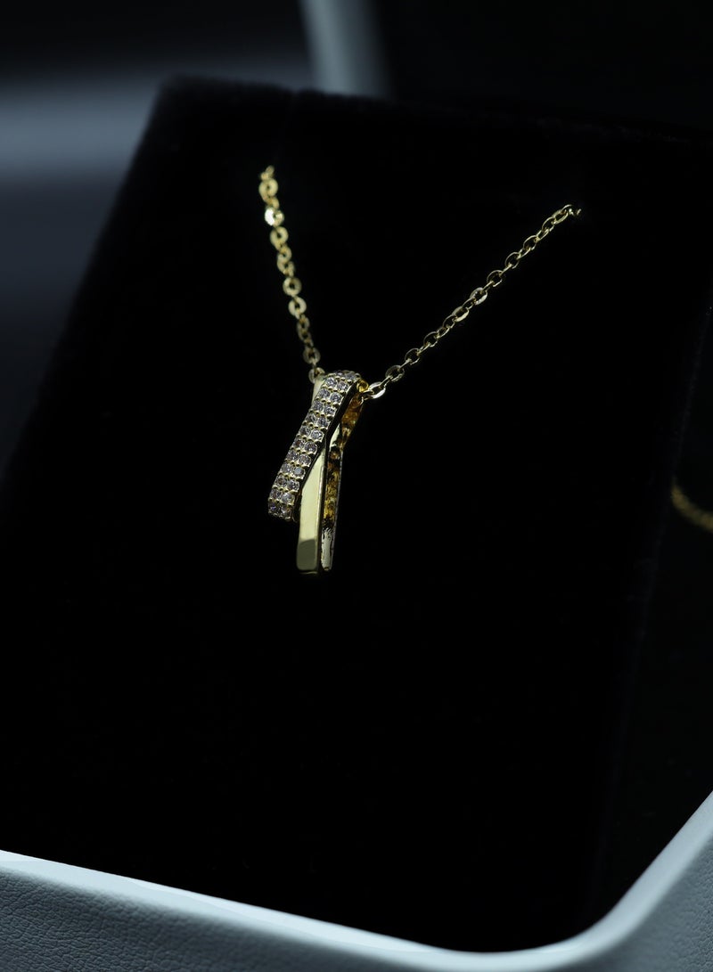 LMA Stylish Gold Crystal Pendant Necklace for Women & Girls - Image 2