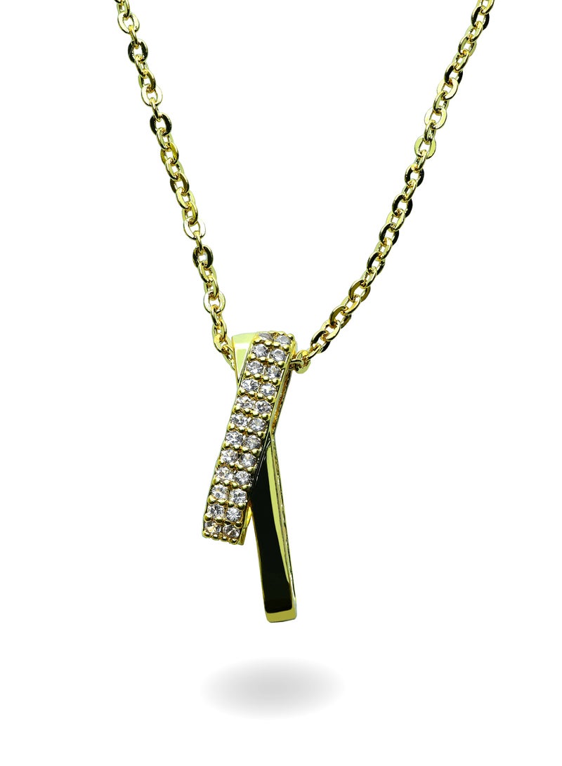 LMA Stylish Gold Crystal Pendant Necklace for Women & Girls - Image 1