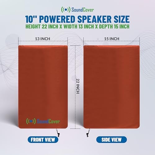 SoundCover 10-Inch PA/DJ Speaker Cover – Brown 420D Polyester with Silver UV50 Coating – Water-Resistant, Protective Bag for Stand-Mounted Powered Speakers – Lightweight, Open-Bottom Design (Single Cover) - Image 2