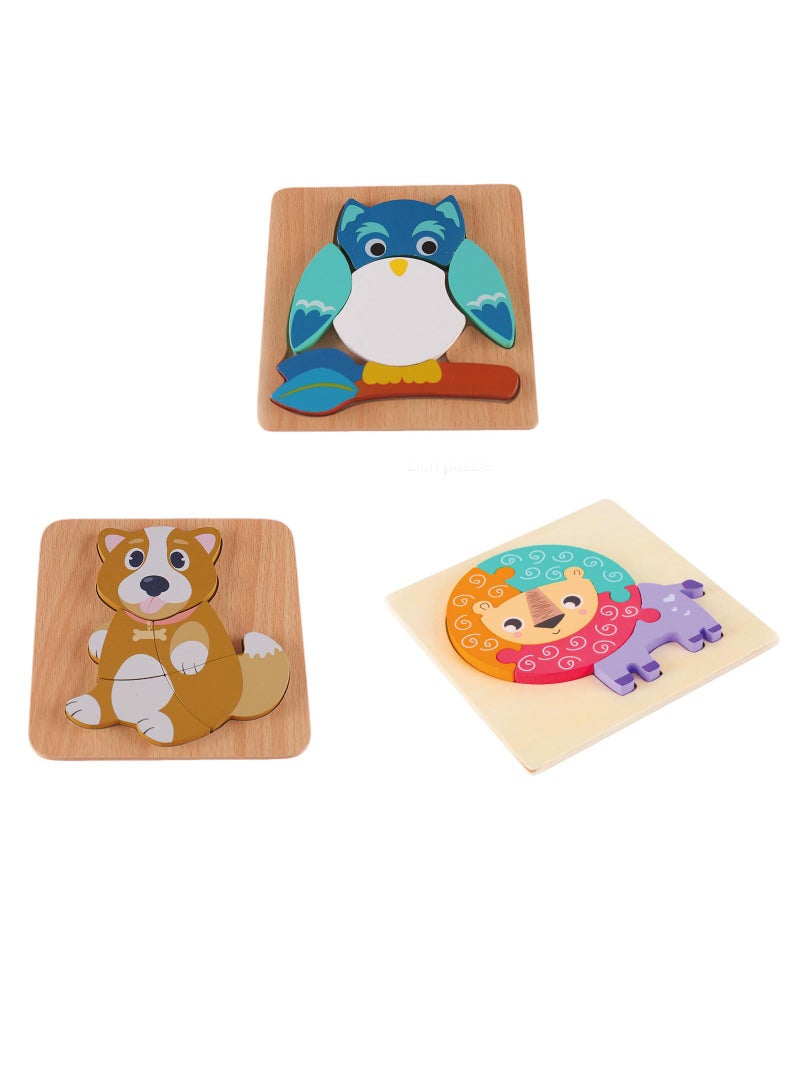 Y&D 3 Piece Set Children's Wooden 3D Puzzle Toy - Image 1