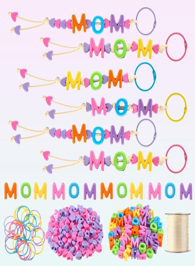 Suncalla 24 Pack Mother's Day Keychain Craft Kits Mother's Day Gifts Bulk DIY Mom Beads Keychains for Classroom School Fun Activities Jewelry Making Crafts - Image 1