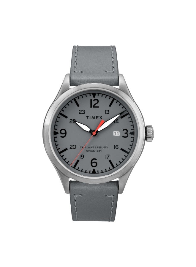 تيميكس ساعة TIMEX Heritage Waterbury TW2R71000  ساعة unisex باللون الرمادي مصنوعة من الجلد والفولاذ المقاوم للصدأ مع خاصية INDIGLO - Image 1