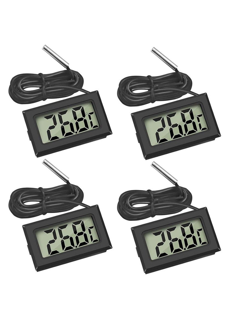 4 x Mini LCD Digital Thermometer with Probe Electronic Temperature Monitor for Aquarium Refrigerator Greenhouse and Car  - Image 1