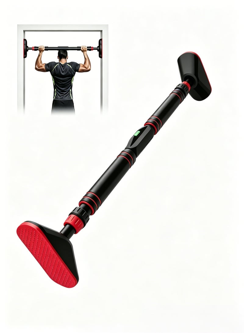 YGNNBC No-drill door frame pull-up bar, screwless horizontal bar, with level indicator, double locking, non-slip base and wall protection pad, adjustable door frame size (74-98 cm), heavy-duty home gym strength training bar, maximum weight capacity 882 lbs. - Image 1