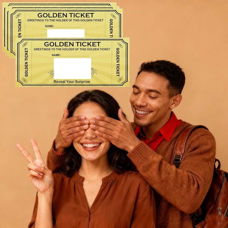 wootile Golden Ticket Scratch Off Cards with Envelope 3.5x8 Inch DIY Make Your Own Golden Ticket Scratch Off Tickets - Gold Ticket Cards Gift Card Party Favors Note Cards 10 Pack - Image 3