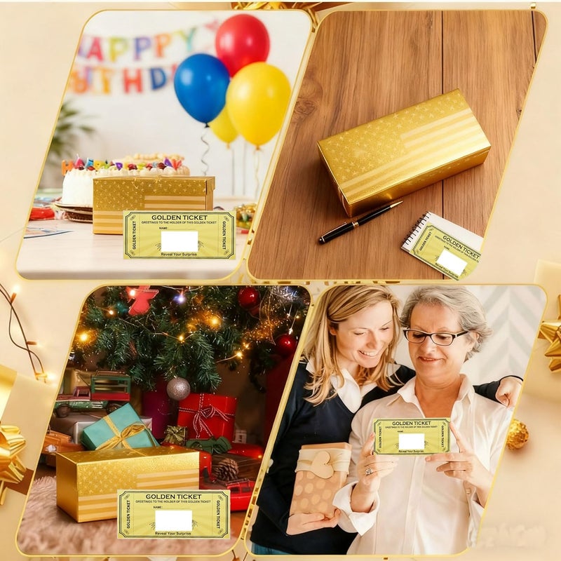 wootile Golden Ticket Scratch Off Cards with Envelope 3.5x8 Inch DIY Make Your Own Golden Ticket Scratch Off Tickets - Gold Ticket Cards Gift Card Party Favors Note Cards 10 Pack - Image 2