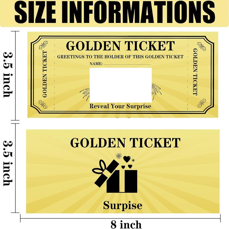 wootile Golden Ticket Scratch Off Cards with Envelope 3.5x8 Inch DIY Make Your Own Golden Ticket Scratch Off Tickets - Gold Ticket Cards Gift Card Party Favors Note Cards 10 Pack - Image 5