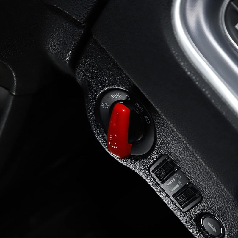 JeCar Headlight Control Switch Knob Cover Trim for 2015-2023 Dodge Challenger, for 2010-2023 Dodge Charger, for 2011-2023 Dodge Durango (Red) - Image 4