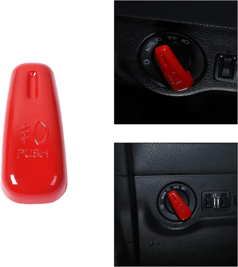 JeCar Headlight Control Switch Knob Cover Trim for 2015-2023 Dodge Challenger, for 2010-2023 Dodge Charger, for 2011-2023 Dodge Durango (Red) - Image 1